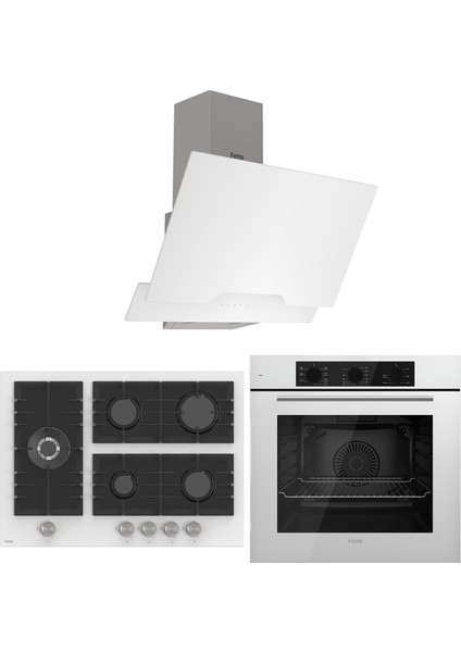 Flowart Bl Modüler Seriisi 3'lü Beyaz Ankastre Set ( QBL62CB-BL136-D064 )