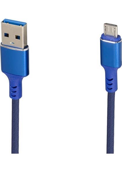 WK-22023 USB To Mıcro USB Örgülü Lacivert Şarj Kablosu (No:14) (4172)