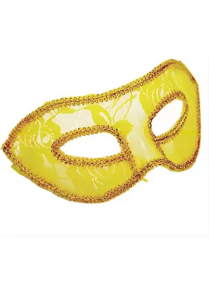 Dantel Tül Malzemeden Imal Sarı Renk Balo Parti Maskesi Venedik (4172) fiyatları