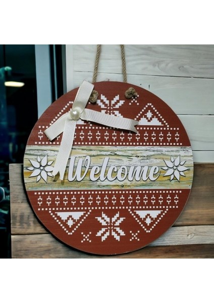 Dijital Baskı Welcome Kapı Süsü 30 cm Kapı Süsü