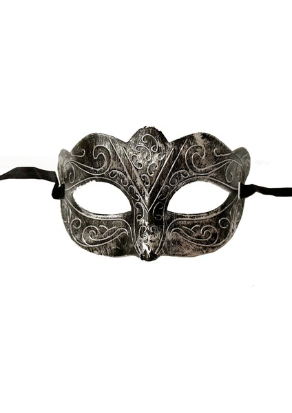 Maskeli Balo Antik Gri Gümüş Eskitilmiş Maske Balo Venedik (4172)
