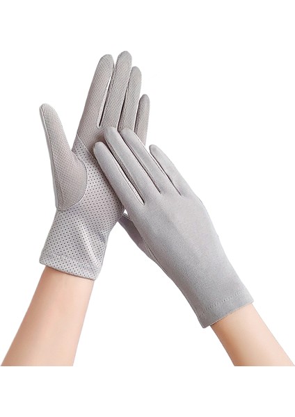 Güneş Koruması Kadın Kısa Yaz Dokunmatik Ekran Anti Ultraviyole Pamuklu Sürüş ve Binicilik Rahat Ince Nefes Alabilen Elnler (Yurt Dışından)