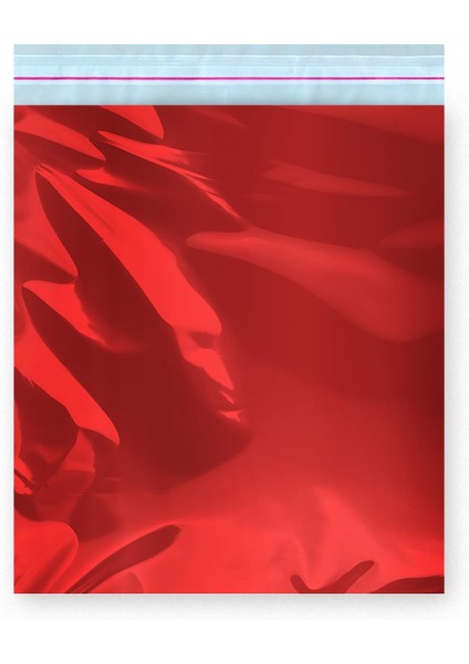 Bantlı Metalize Hediye Paketi Kırmızı 17 x 25 cm - 100 Adet