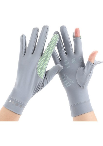 Yaz Güneş Koruması Buz Ipek Kısa Ince Nefes Alabilen Anti Ultraviyole Dokunmatik Ekran Kapaklı Kaymaz Eln (Yurt Dışından)