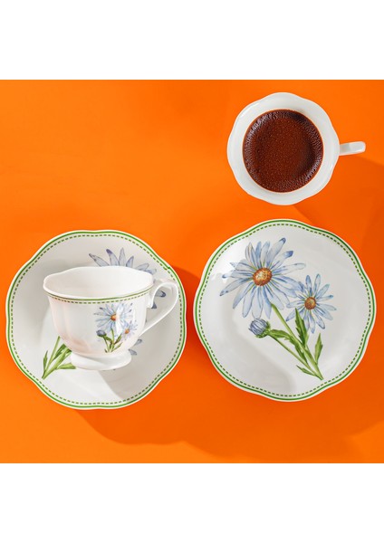 De Flore Çiçek Desenli Porselen Türk Kahvesi Fincan Takımı 6 Kişilik 12 Parça fiyatları