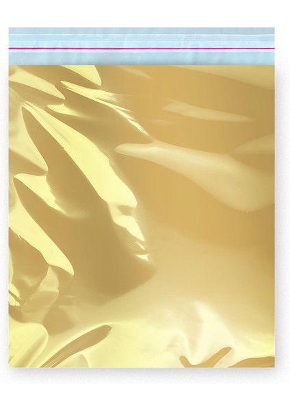 Bantlı Metalize Hediye Paketi Gold 17 x 25 cm - 100 Adet