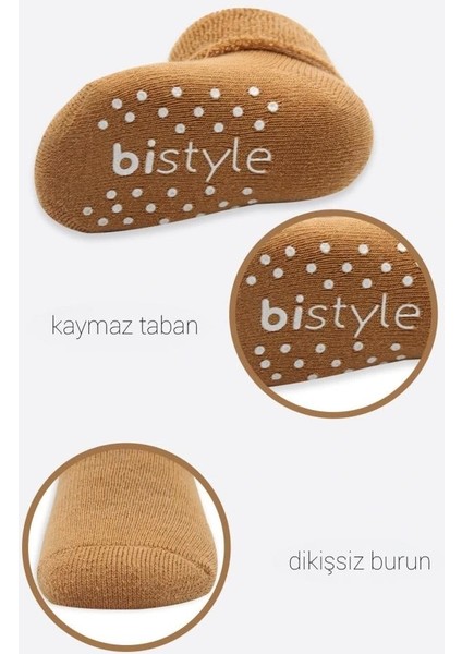Nessiworld Bistyle Çemberli Kaymaz Havlu Soket Çorap 2'li BS10503 Bej-Hardal modelleri