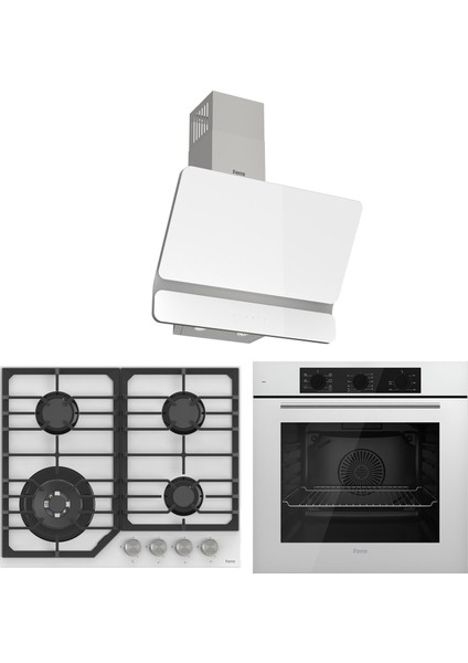 Flowart Nt Asimetrik Seriisi 3'lü Beyaz Ankastre Set ( QBL62CB-NT026-D081 )