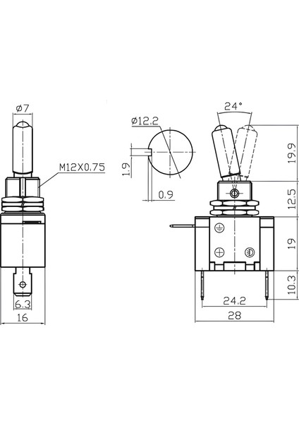 Toggle Switch 1-0 Kırmızı Ledli Metal Anahtar 3 Pin 12V Toggle Switch