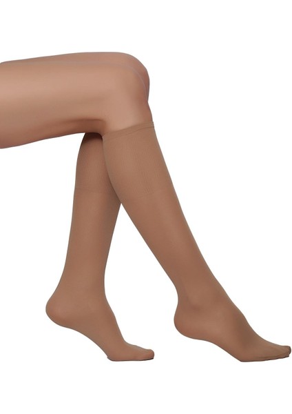 & Daymod Comfort 50 Den Sıkmayan Lastik Orta Kalın Bronz Renk Diz Altı 3 Çift Çorap