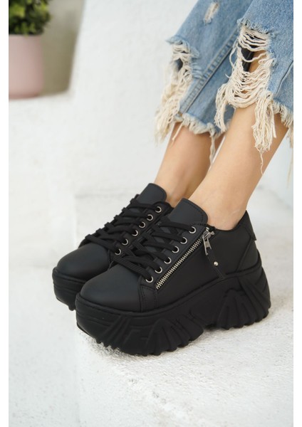 Kadın Jojo Kalın Tabanlı Spor Ayakkabı - Siyah