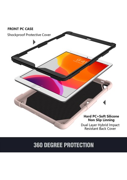 Pc + Silikon Kılıf iPad 10.2 2021 & 2020 & 2019 / Air 3 10.5 Inç (Yurt Dışından) modelleri