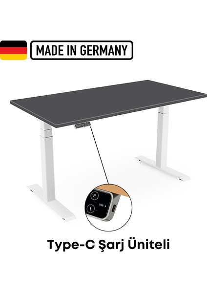 Updo Plus Çift Motorlu Elektrikli Yükseklik Ayarlı Masa - 25MM Tabla - Beyaz Ayak