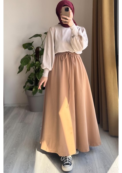 Bağcıklı Rahat Etek - Vizon indirimleri