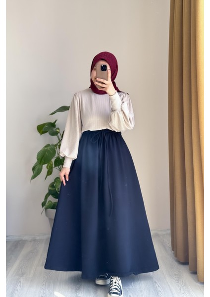 Bağcıklı Rahat Etek - Lacivert