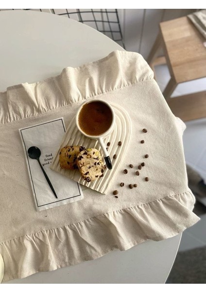 Vintage Naturel Fırfırlı Keten Runner