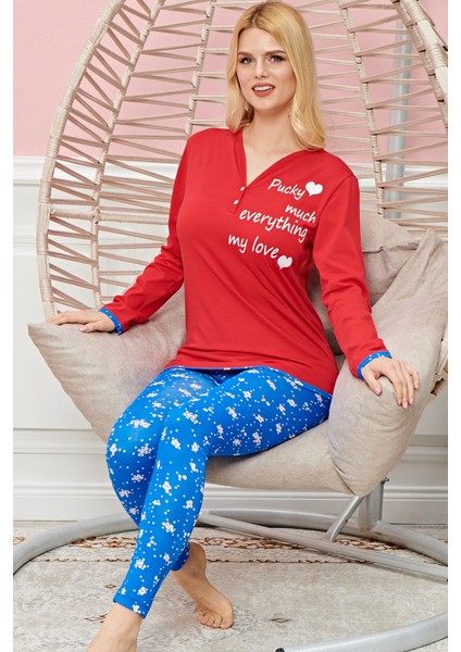 Bayan Uzun Kollu Pijama Takımı Model No 7584