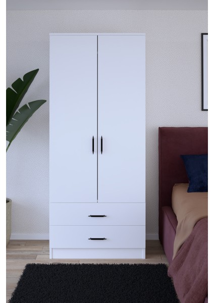 Abete-2 Kapılı 2 Çekmeceli Gardırop / Beyaz fiyatları