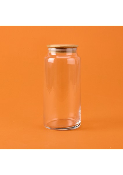 Bambu Kapaklı Cam Kavanoz - Şeffaf - 1,3 Lt