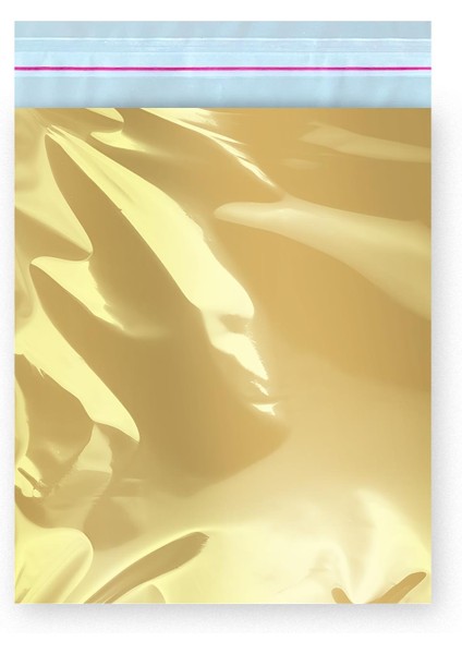 Bantlı Metalize Hediye Paketi Gold 12 x 17 cm - 100 Adet