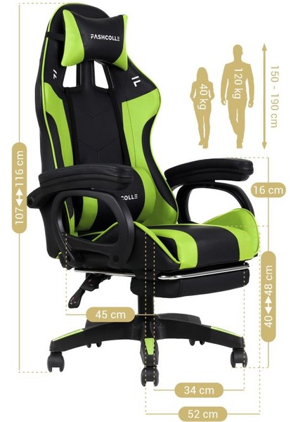 Dynamic Green Masajlı Oyuncu Koltuğu