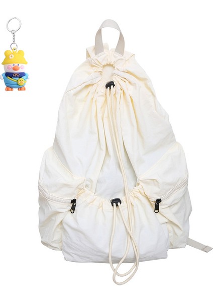 Erkek ve Kadın Sırt Çantası Ipli Büyük Kapasiteli Rahat Sırt Çantası Çok Yönlü Pliseli Öğrenci Okul Çantası (Yurt Dışından)