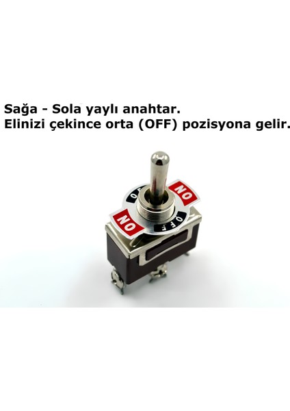 Toggle Switch 1-0-2 Yaylı Metal Anahtar 3 Pin 12V-220V 15A Yaylı