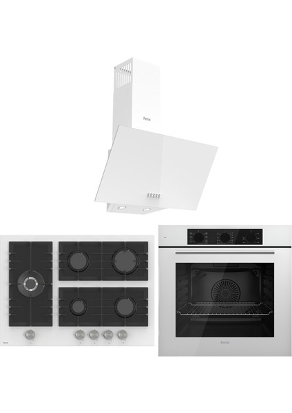 Flowart Bl Modüler Seriisi 3'lü Beyaz Ankastre Set ( QBL62CB-BL136-D087 )
