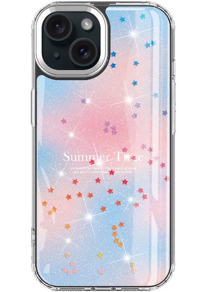 Apple iPhone 15 Uyumlu Simli Desenli Parlak Zore Task KAPAK-PEMBE-8680436733516-TA96750-TCHS