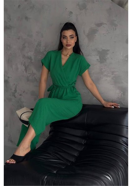 Kadın Saks Bağlama Detaylı Ayrobin Tulum DPTG7035