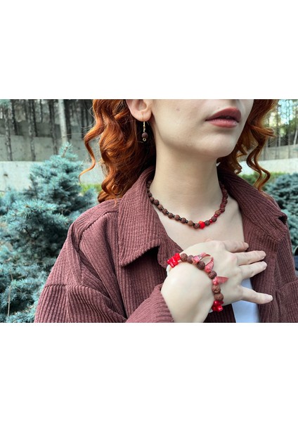 Mercan- Sedef- Rudraksha Tohumu Kolye- Küpe- Bileklik