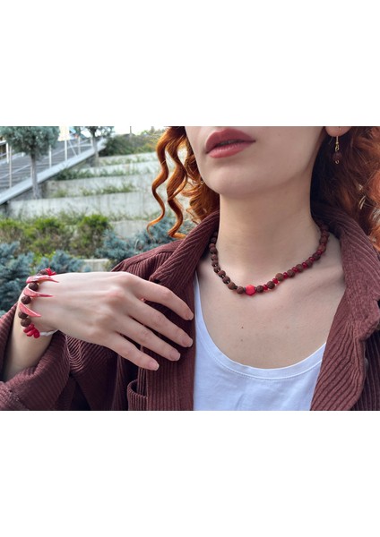 Mercan- Sedef- Rudraksha Tohumu Kolye- Küpe- Bileklik