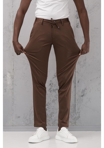 Beli Lastikli ve Iplikli Rayon Kumaş Regular Fit Likralı Jogger Pantolon
