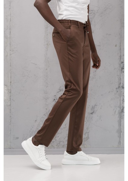 Beli Lastikli ve Iplikli Rayon Kumaş Regular Fit Likralı Jogger Pantolon