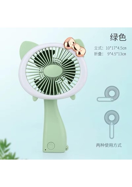 Şarjlı El Fanı Vantilatör 3 Kademeli Kırmalı Işıklı Mini Fan 17*11 Cm