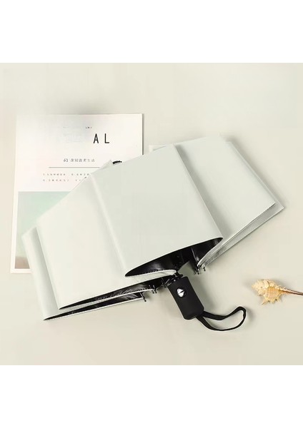 Otomatik Yağmur ve Güneş Şemsiyesi Siyah Kaplama Şemsiye Anti-UV 3 Katlanır Rüzgara Dayanıklı Otomatik Lüks Büyük Rüzgar Geçirmez Kadın Erkek 8Ribs (Yurt Dışından)