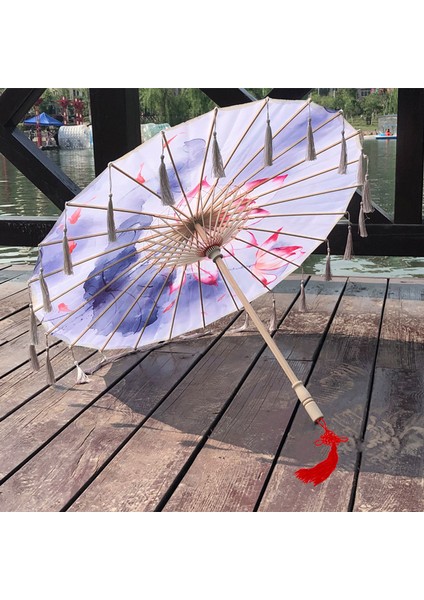 82CM İpek Kumaş Şemsiye Fan Tel Cosplay Hanfu Yağlı Kağıt Şemsiye Antik Çin Tarzı Klisal Çin Japon Tarzı (Yurt Dışından)