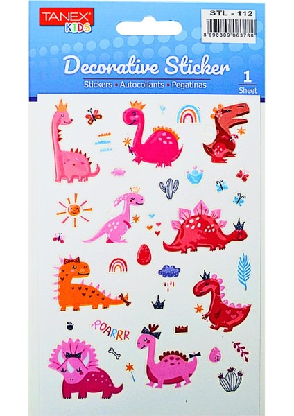 Kids Sticker Sevimli Dinozorlar 36 Parça (STL-112)