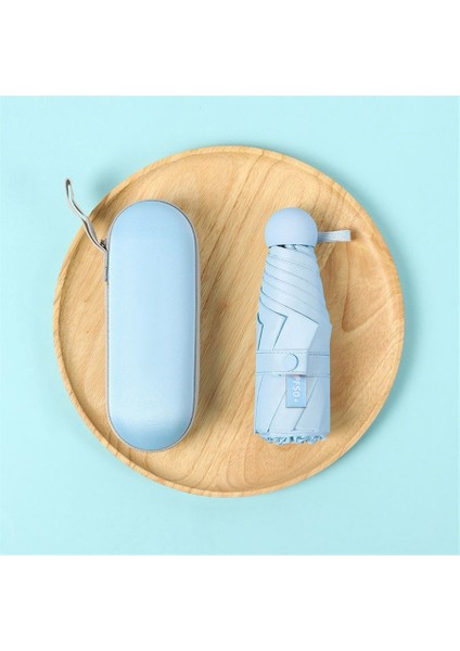 Adet Moda Kadın Mini Katlanır Güneş Şemsiyesi Uv Koruma Taşınabilir Cep Kapsül Şemsiyeler Kutulu (Yurt Dışından)