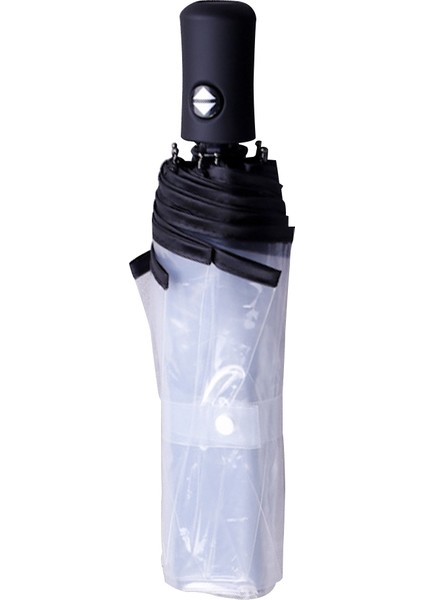 Tam Otomatik Şeffaf Şemsiye Moda Dayanıklı Açık Hava Üçlü Katlanır Yağmur Geçirmez Görsel Şeffaf Şemsiye Açık Hava Rüzgara Karşı (Yurt Dışından)