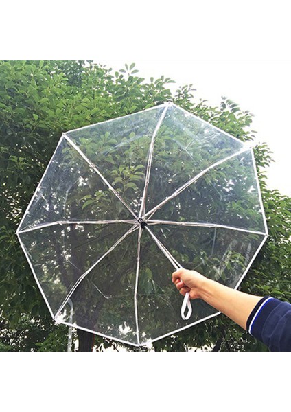 Tam Otomatik Şeffaf Şemsiye Moda Dayanıklı Açık Hava Üçlü Katlanır Yağmur Geçirmez Görsel Şeffaf Şemsiye Açık Hava Rüzgara Karşı (Yurt Dışından) modelleri
