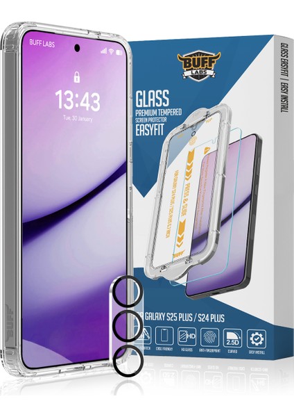 Buff Samsung Galaxy S25 Plus Avantaj Paket - Şeffaf Kılıf + Ekran Koruyucu + Lens Koruyucu