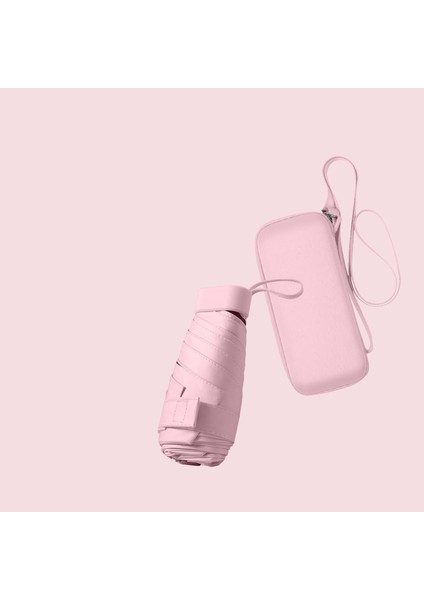 Çanta Için Mini Seyahat Güneş Şemsiyesi Kılıflı Küçük Kompakt Uv Şemsiye Güneş ve Yağmur Için Hafif ve Taşınabilir Rüzgar Geçirmez Şemsiye (Yurt Dışından)