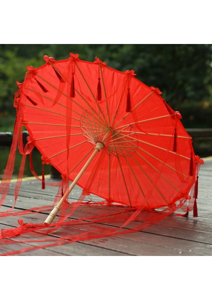Net Kırmızı Tel Dekoratif Şemsiye Kurdele Şemsiye İpek Kumaş Şemsiye Hanfu Şemsiye Sahne Malzemeleri Atış Performans Kostüm Şemsiye (Yurt Dışından)