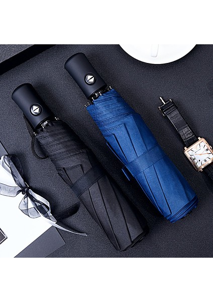 Otomatik Yağmur ve Güneş Şemsiyesi Siyah Kaplama Şemsiye Anti-UV 3 Katlanır Rüzgara Dayanıklı Otomatik Lüks Büyük Rüzgar Geçirmez Kadın Erkek 8Ribs (Yurt Dışından) fiyatları