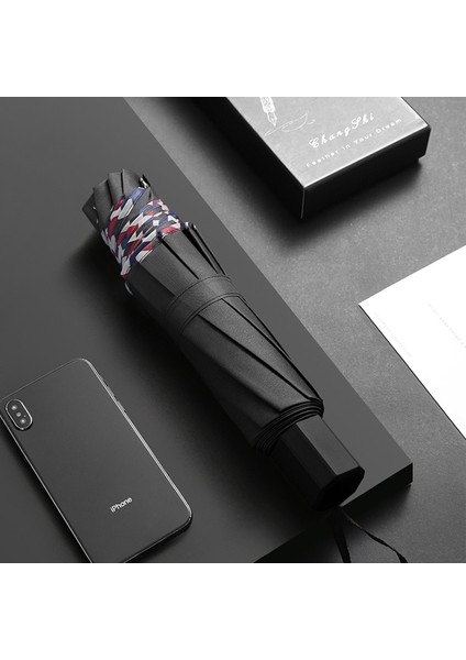 Katlanır Şemsiye Ten Bones Tampon Rüzgara Dayanıklı Yağmur Geçirmez Kumaş Sunny Yağmurlu Çift Kullanımlı Evrensel Çift İş Şemsiyesi (Yurt Dışından)