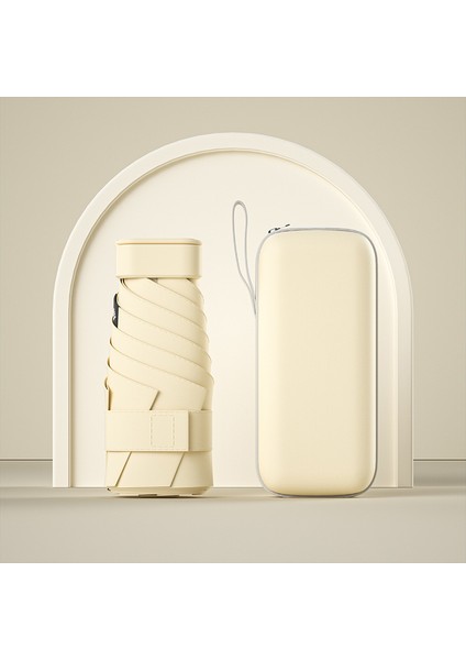 UPF50+ Mini Katlanır Şemsiye Vinil Küçük Güneşlik Şemsiye Cep Yağmur Seyahat Şemsiyesi Ultraviyole Koruma Kapsülü Şemsiye (Yurt Dışından)