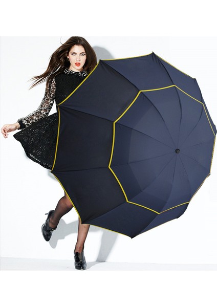 Süper Büyük Üst Kalite Şemsiye Çift Güçlü Yağmur Kadın Rüzgar Geçirmez Paragua Erkek Kadın Güneş 3 Katlanır Moda Iş Adamları Şemsiye (Yurt Dışından)