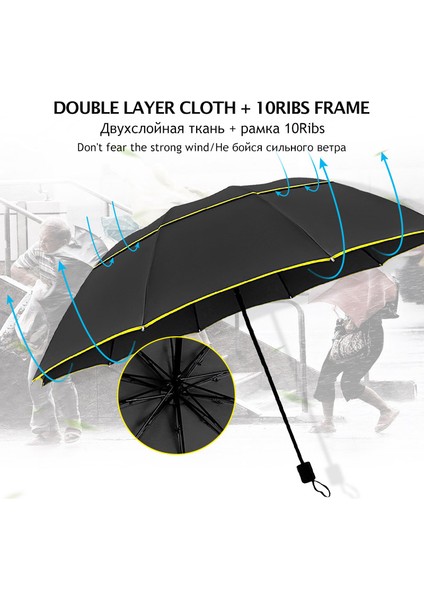 Süper Büyük Üst Kalite Şemsiye Çift Güçlü Yağmur Kadın Rüzgar Geçirmez Paragua Erkek Kadın Güneş 3 Katlanır Moda Iş Adamları Şemsiye (Yurt Dışından) fırsatları