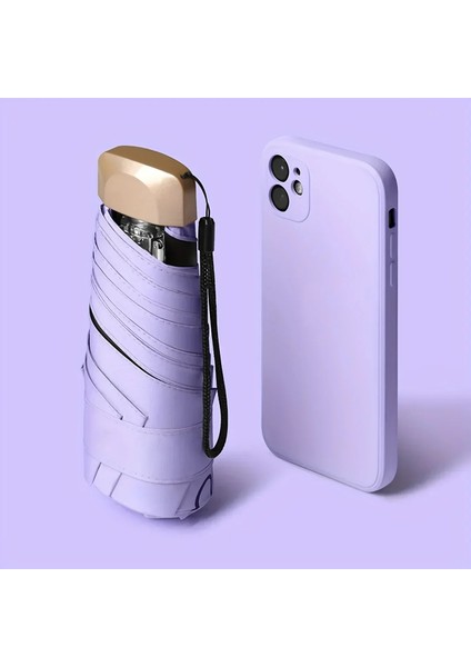 Açık Hava Mini Güneş Şemsiyesi Uv Koruması Ultra Hafif Katlanır Beş Katlı Şemsiye Güneşlik Şemsiye (Yurt Dışından)